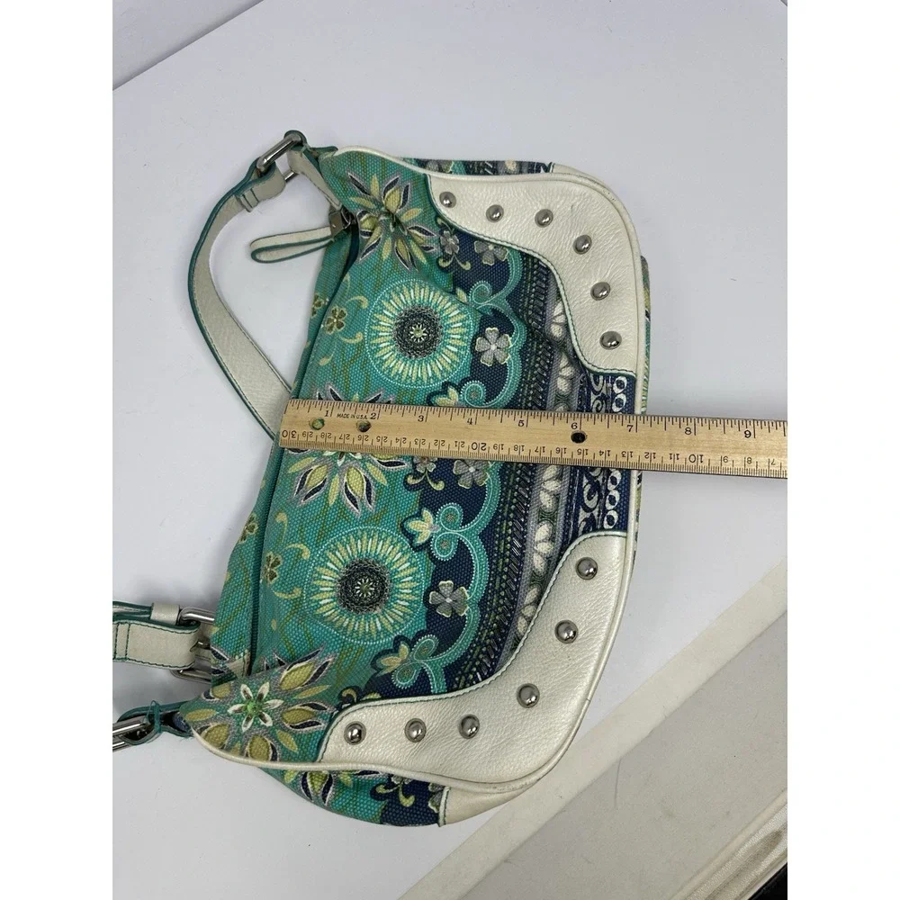 Vintage Y2K The Sak Leather Hobo Shoulder Bag Boho Floral Beaded Z0